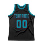 Custom Name Number Basketball Jersey - Authentic Personalized Black Teal-Red Throwback Team Design Personalized Black Teal-Red