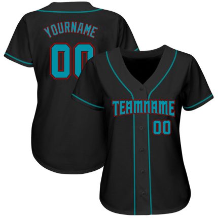 Custom Black Teal Red Baseball Jersey - Personalized Sports Apparel Personalized Black Teal-Red Baseball Jersey