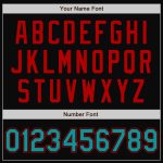 Custom Team Name Number Jacket - Personalized Black Teal-Red Two Tone Bomber Varsity Letterman Full-Snap Personalized Black
