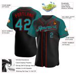Personalized Black Teal Red Baseball Jersey for Adults - Raglan Sleeve Design Personalized Black Teal-Red Raglan Sleeves