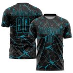 Personalized Black Teal Soccer Jersey Sublimation Uniform for Men, Women, Kids - Customizable 3 Personalized Black Teal Sublimation
