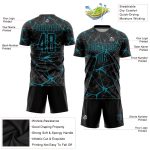 Personalized Black Teal Soccer Jersey Sublimation Uniform for Men, Women, Kids - Customizable 3 Personalized Black Teal Sublimation