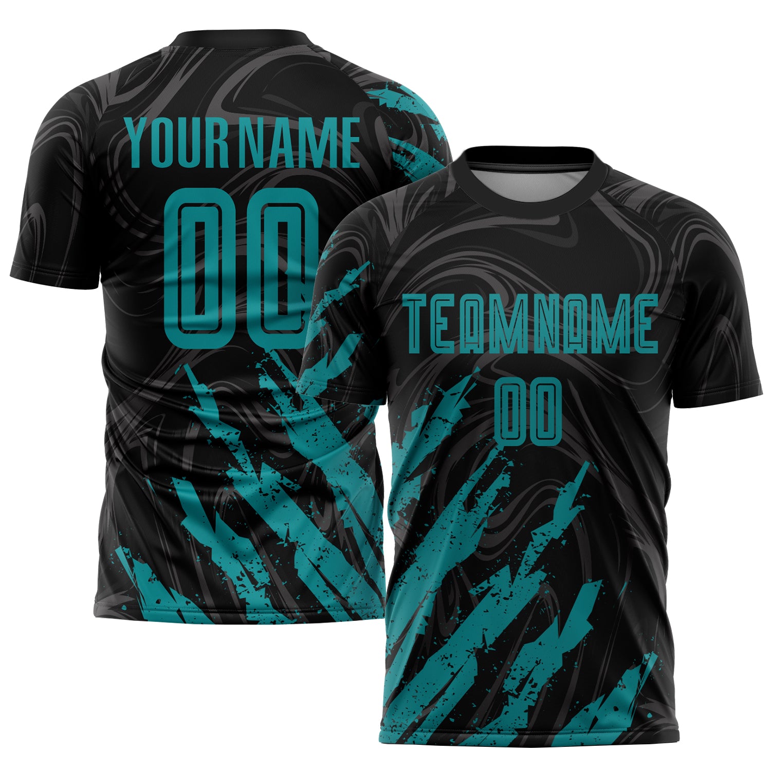 Personalized Soccer Jersey Black Teal Sublimation Uniform for Kids 4 Personalized Black Teal Sublimation Soccer Uniform Jersey