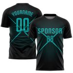 Personalized Sublimation Soccer Jersey - Black Teal Uniform for Custom Team Wear Personalized Black Teal Sublimation Soccer