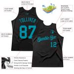 Personalized Basketball Jersey Black Teal Throwback Style 2 - Custom Sports Apparel for Fans Personalized Black Teal Throwback