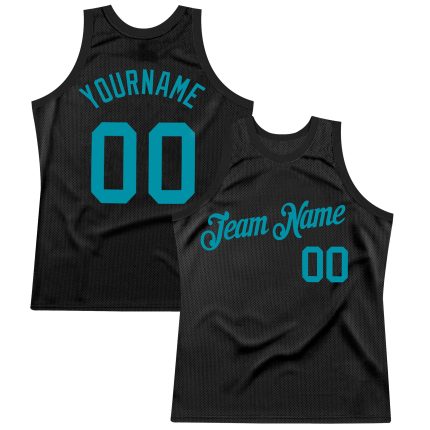 Personalized Basketball Jersey Black Teal Throwback Style 2 - Custom Sports Apparel for Fans Personalized Black Teal Throwback