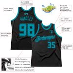 Personalized Teal Black Throwback Basketball Jersey for Men and Women Personalized Black Teal Throwback Basketball Jersey