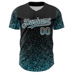 Personalized 3D Abstract Black Teal White Glitter Baseball Jersey - Custom Colorful Dot Design Personalized Black Teal-White