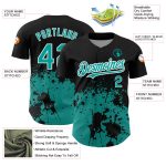 Personalized 3D Abstract Splash Baseball Jersey - Black Teal White Grunge Art Design Personalized Black Teal-White 3D Abstract