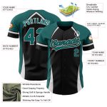 Personalized 3D Curve Baseball Jersey - Black Teal White Design Personalized Black Teal-White 3D Curve Solid Baseball Jersey