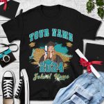 Personalized Graduation T-Shirt Black Teal White 3D Design Custom Apparel Personalized Black Teal-White 3D Graduation Performance