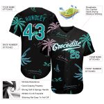 Personalized 3D Hawaii Palm Trees Baseball Jersey in Black Teal-White Personalized Black Teal-White 3D Hawaii Palm Trees