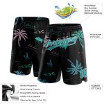 Personalized 3D Hawaii Palm Trees Basketball Shorts - Black Teal White Personalized Black Teal-White 3D Hawaii Palm Trees