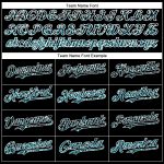 Customizable 3D Pattern Black Teal-White Baseball Jersey with Glittering Dots, Personalized Name and Number Personalized