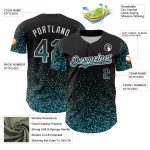 Customizable 3D Pattern Black Teal-White Baseball Jersey with Glittering Dots, Personalized Name and Number Personalized
