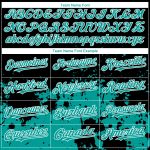 Custom Name Number Baseball Jersey, Personalized 3D Abstract Splash Grunge Art in Black Teal-White Design Personalized Black