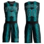 Personalized Animal Fur Print Basketball Jersey Round Neck Sublimation Black Teal-White Suit Personalized Black Teal-White