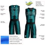 Customizable Animal Print Basketball Jersey with Personalized Name and Number - Black Teal-White Round Neck Suit Personalized