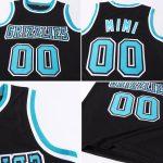 Custom Team Basketball Jersey with Personalized Name and Number - Black Teal-White Authentic Throwback Style Personalized