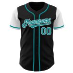 Custom Name and Number Baseball Jersey - Personalized Black Teal-White Authentic Two Tone Design Personalized Black Teal-White