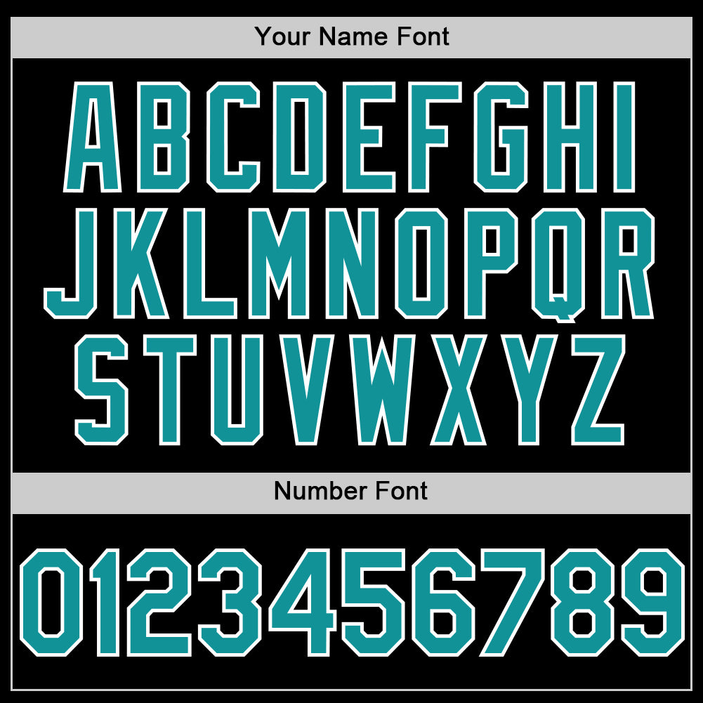 Personalized Black Teal-White Bomber Full-Snap Varsity Letterman Hoodie Jacket Team Custom Name and Number Custom Name Number Varsity Letterman Hoodie Jacket Personalized Black Teal White Bomber Full-Snap Design Personalized Black - Image 5