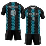 Custom Personalized Volleyball Uniform Jersey Black Teal White Geometric Shape with Custom Name and Number Personalized Black