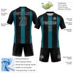 Custom Personalized Volleyball Uniform Jersey Black Teal White Geometric Shape with Custom Name and Number Personalized Black