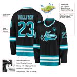 Custom Hockey Jersey - Personalized Black Teal White Team Gear for Men and Women Personalized Black Teal-White Hockey Jersey
