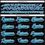 Personalized Hockey Jersey with Black Teal-White Lace Neck Design Personalized Black Teal-White Hockey Lace Neck Jersey