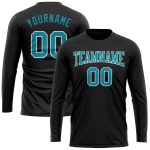 Personalized Long Sleeve Performance T-Shirt in Black, Teal, and White Personalized Black Teal-White Long Sleeve Performance