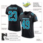 Personalized Black Teal White Football Jersey - Custom Team Mesh Shirt Personalized Black Teal-White Mesh Football Jersey