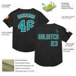 Personalized Black Teal White Throwback Baseball Jersey for Men and Women Personalized Black Teal-White Mesh Throwback Baseball