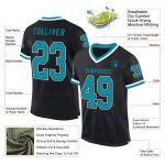 Personalized Black Teal White Mesh Football Jersey - Custom Throwback Jersey Personalized Black Teal-White Mesh Throwback