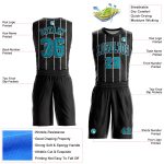 Personalized Basketball Jersey Sublimation Suit - Black Teal White Round Neck Personalized Black Teal-White Round Neck Sublimation