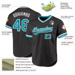 Personalized Black Teal White Throwback Baseball Jersey for Men and Women Personalized Black Teal-White Throwback Baseball