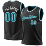 Personalized Throwback Basketball Jersey in Black Teal-White - Custom #2 Personalized Black Teal-White Throwback Basketball