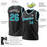 Personalized Throwback Basketball Jersey in Black Teal-White - Custom #2 Personalized Black Teal-White Throwback Basketball