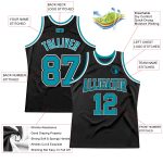Personalized Basketball Jersey - Black Teal-White Throwback Design Personalized Black Teal-White Throwback Basketball Jersey