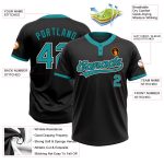 Custom Two-Button Unisex Softball Jersey Personalized with Name and Number - Black Teal-White Personalized Black Teal-White