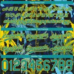 Custom Name and Number Basketball Shorts with 3D Hawaii Palm Trees in Black Teal-Yellow - Personalized Team Apparel Personalized