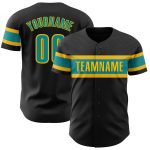 Custom Black Teal Yellow Baseball Jersey - Authentic Personalized Design Personalized Black Teal-Yellow Authentic Baseball