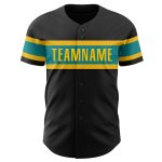 Personalized Black and Teal Yellow Baseball Jersey for Men and Women, Custom Name Available Personalized Black Teal-Yellow