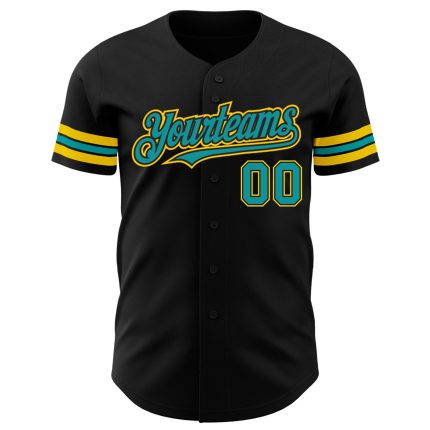 Custom Black Teal Yellow Baseball Jersey for Men and Women - Personalized Sports Apparel Personalized Black Teal-Yellow Baseball