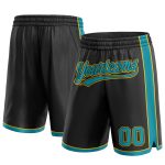 Personalized Basketball Shorts in Black, Teal, and Yellow for Men and Women Personalized Black Teal-Yellow Basketball Shorts