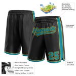 Personalized Basketball Shorts in Black, Teal, and Yellow for Men and Women Personalized Black Teal-Yellow Basketball Shorts