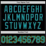 Custom Name & Number Black Teal-Yellow Bomber Varsity Letterman Hoodie Jacket Personalized Black Teal-Yellow Bomber Full-Snap