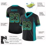 Personalized Football Jersey in Black Teal-Yellow Mesh | Custom Drift Style Personalized Black Teal-Yellow Mesh Drift Fashion
