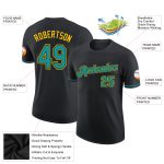 Personalized Performance T-Shirt in Black Teal Yellow for Men and Women Personalized Black Teal-Yellow Performance T-Shirt