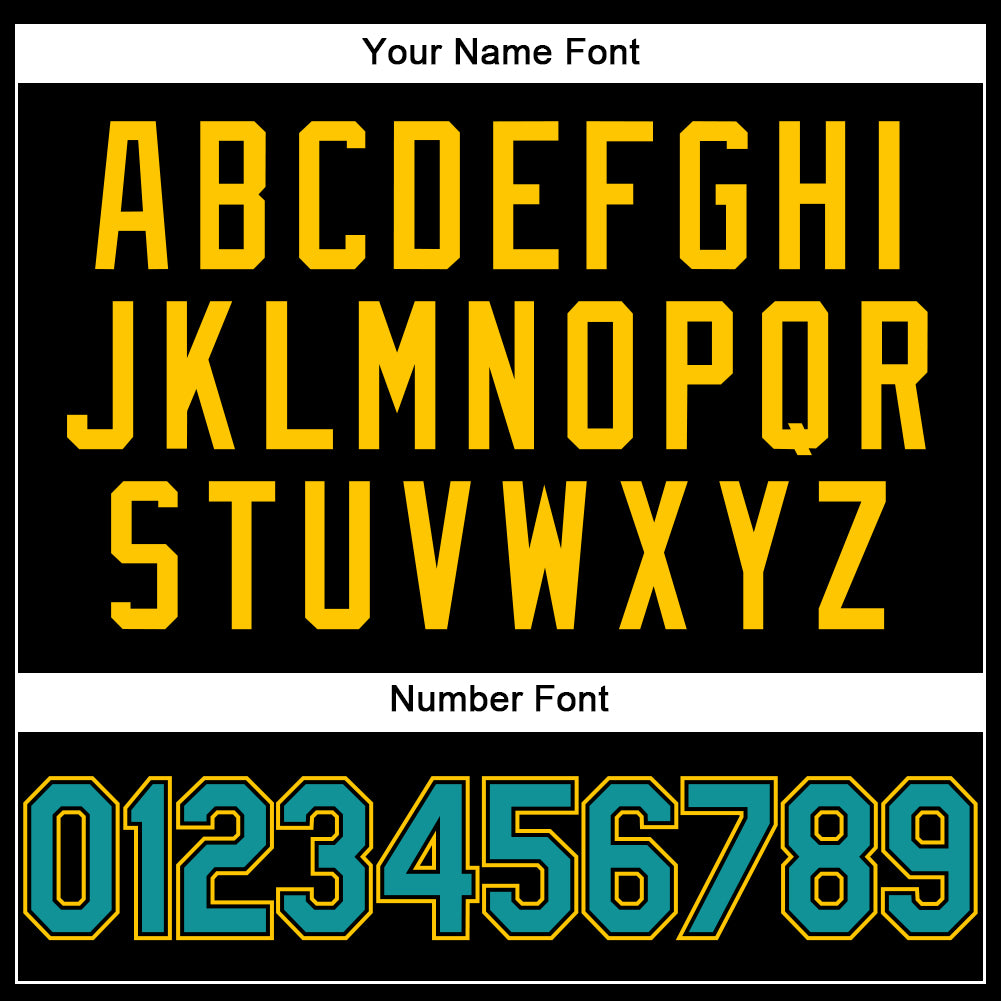 Personalized Black Teal-Yellow Performance T-Shirt Team Custom Name and Number Custom Personalized Team Performance T-Shirt with Name & Number - Black Teal-Yellow Personalized Black Teal-Yellow Performance - Image 4
