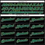 Custom Personalized Team Performance T-Shirt with Name & Number - Black Teal-Yellow Personalized Black Teal-Yellow Performance